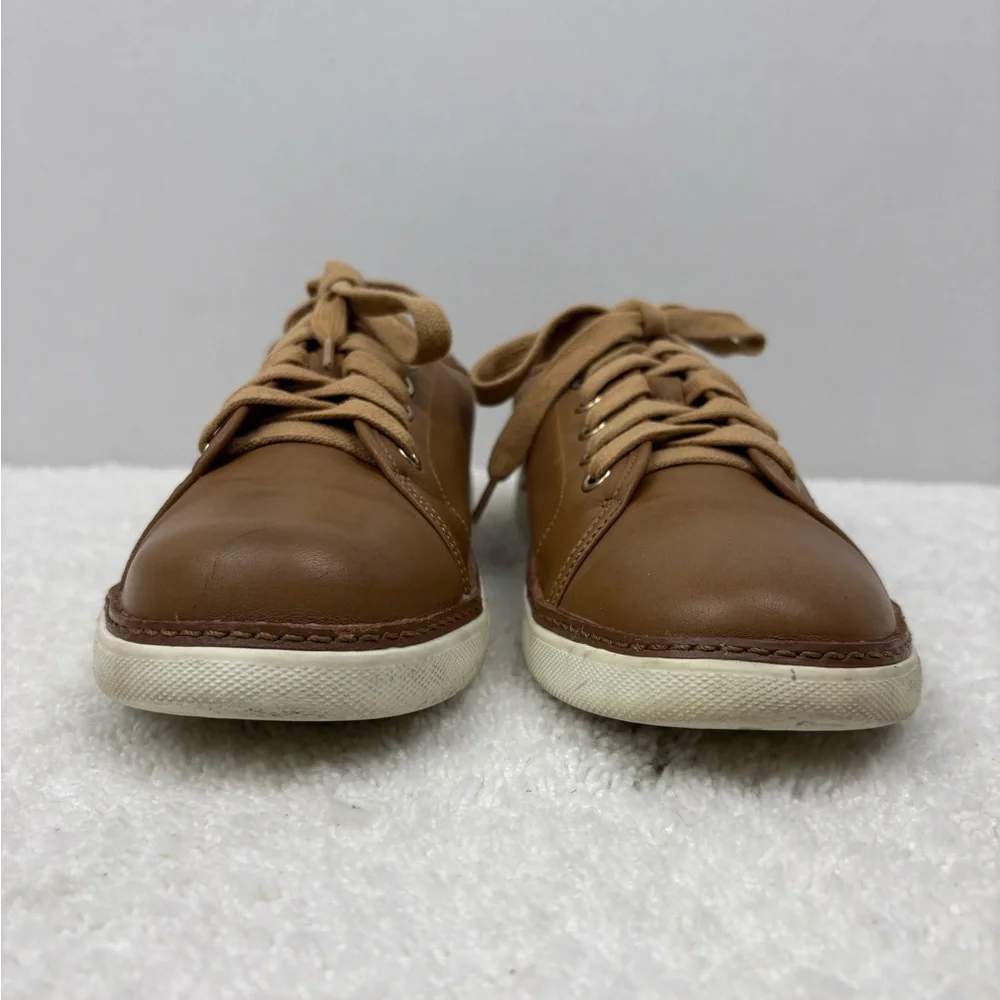 Vionic Women’s Sunny Leah Lace-Up Leather Sneakers-Size: 10-Color: Tan